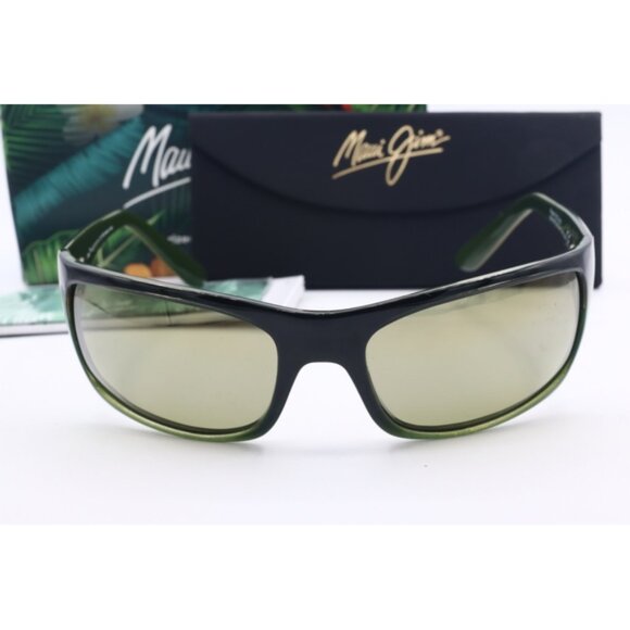 Maui Jim Peahi MJ 202-71 Black/Green Wrap Sunglasses Bronze polarized Lens 65mm - Picture 2 of 6